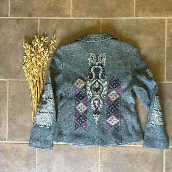 New Odd Molly Uptown Girl Embroidered Gray Blazer Size 1 (Small) LAST ONE! - Picture 2 of 12